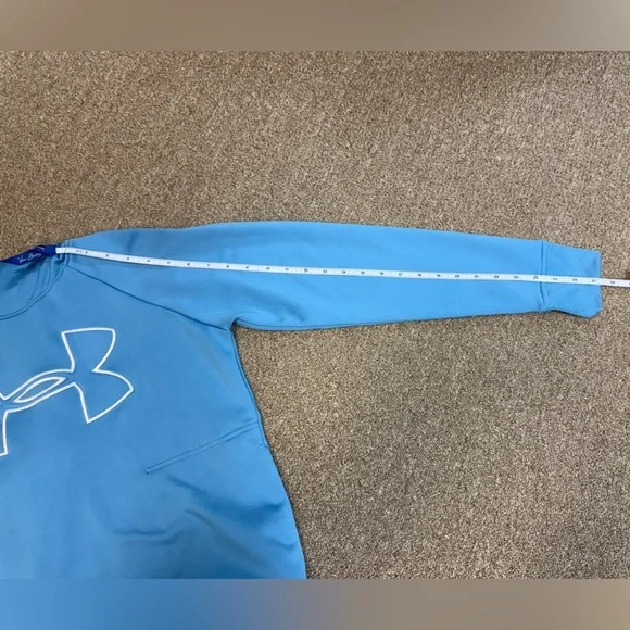 Under Armour: Women's ColdGear Loose Fit Blue Logo Hoodie, Size S - Picture 6 of 8